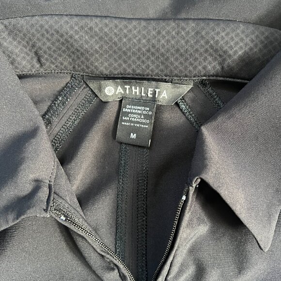 ATHLETA Advantage Half Zip Bomber Windbreaker Polo Jacket Black Size Medium - Picture 5 of 6